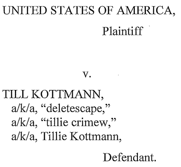Tillie Kottmann, Anklage