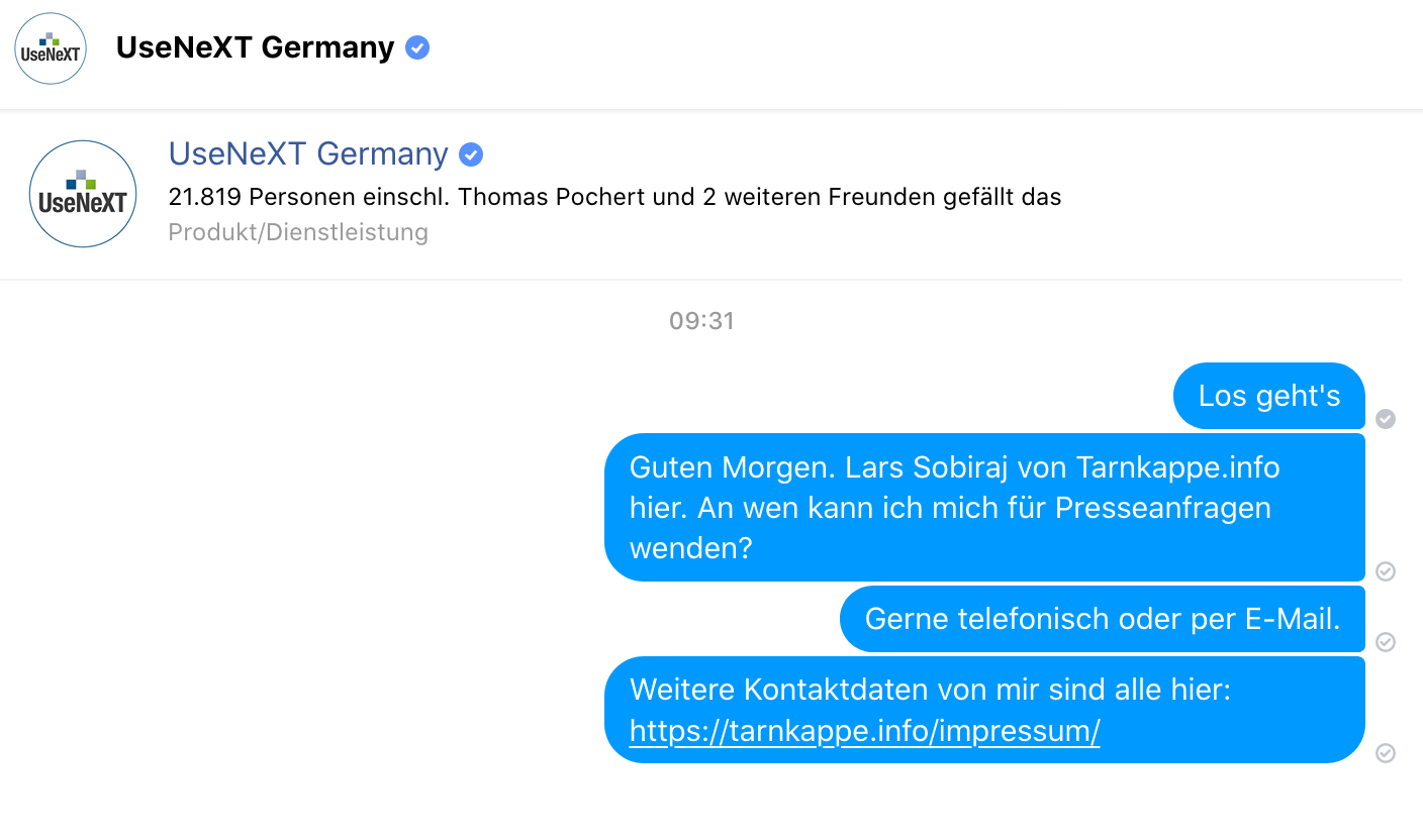 Presseanfrage UseNeXt Germany