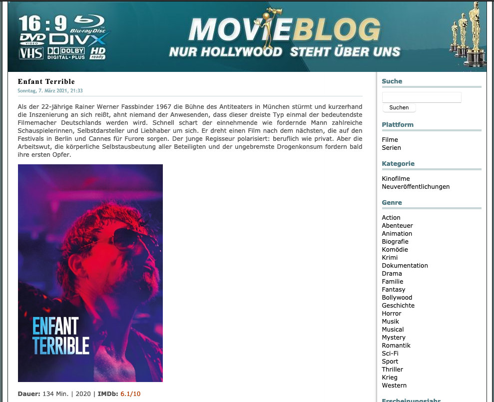 Movie-Blog Klon Screenshot