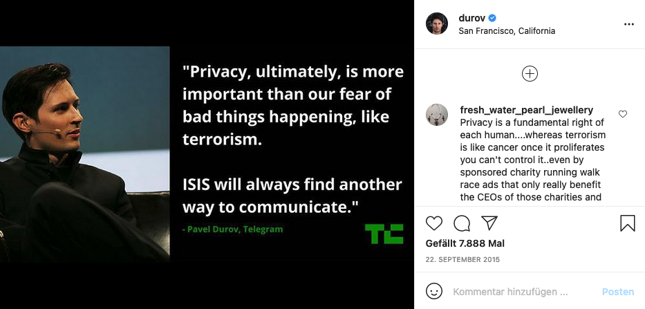 Durov about ISIS vs. Privacy